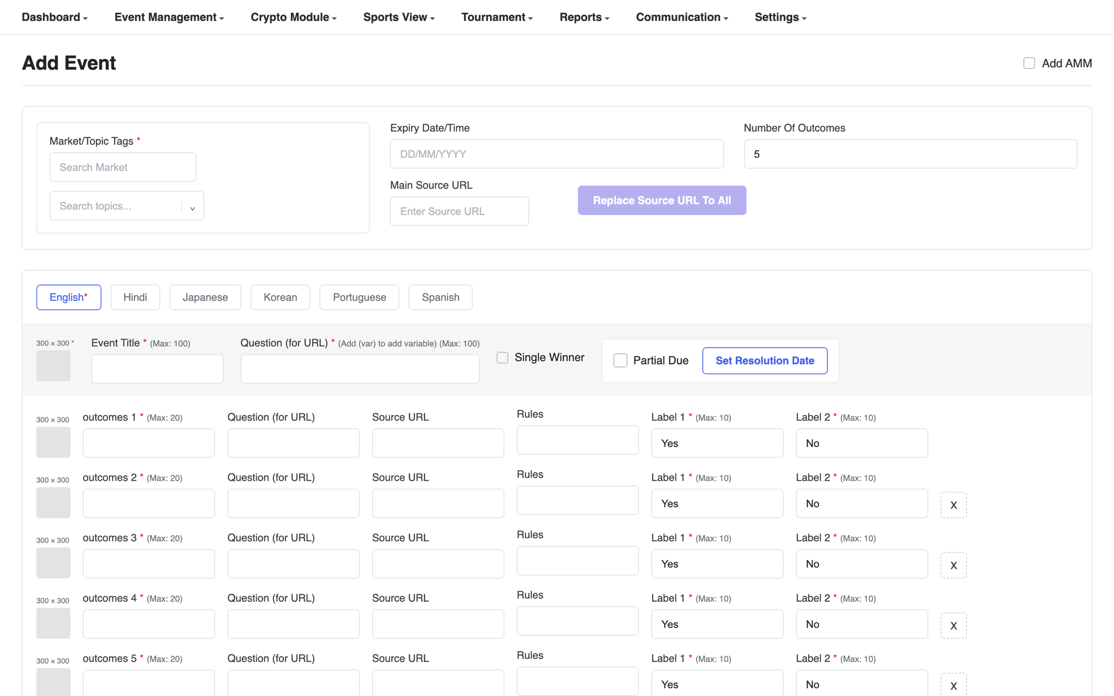 Manual admin panel
