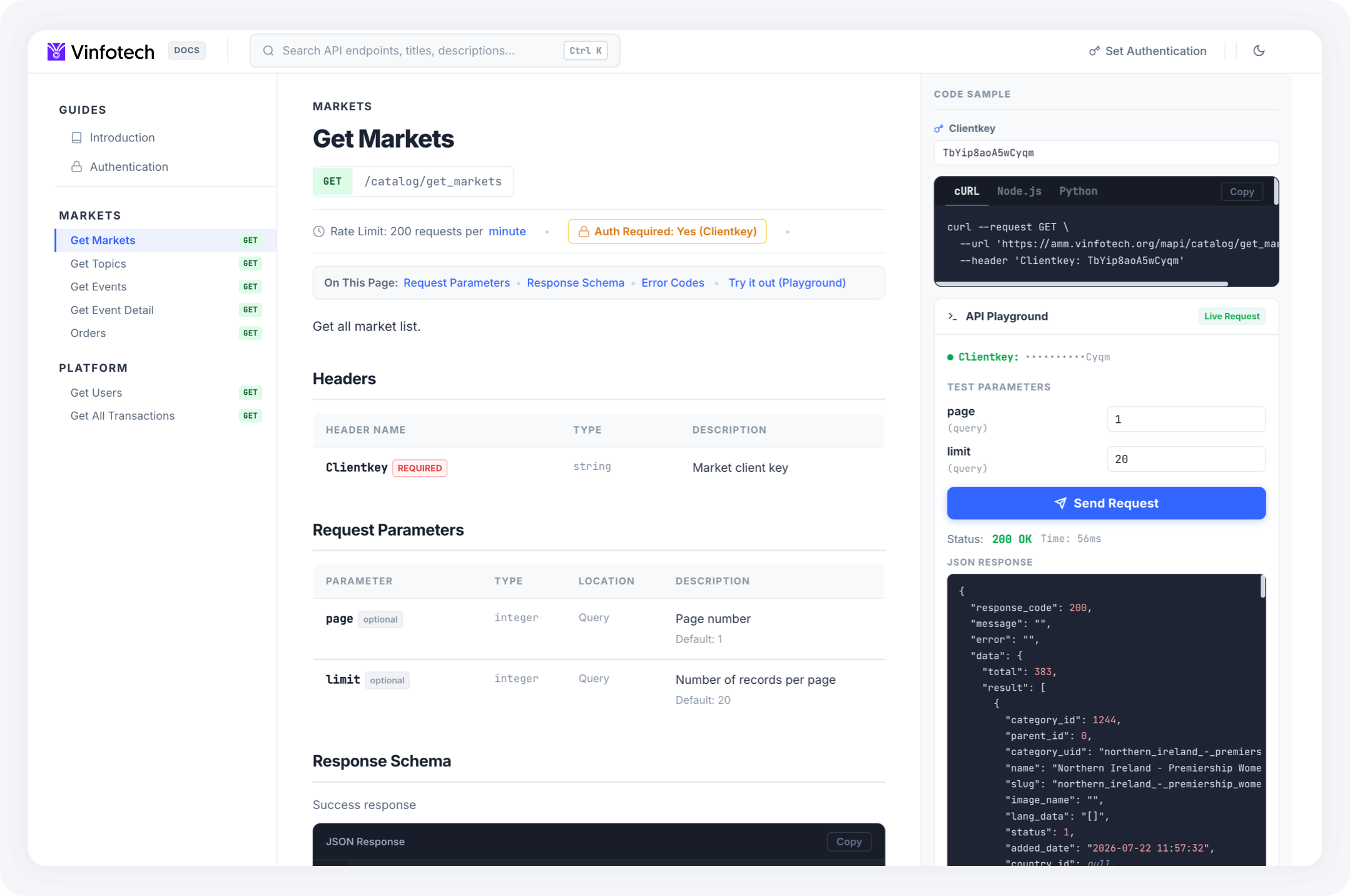 API reference / code snippet